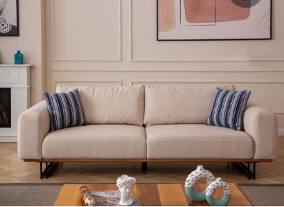 Designer Sofa 3 Sitzer Polster Textil Modern Polster Beige 230cm Couchen